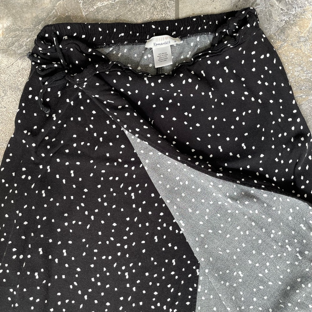 Black and White Polka Dot Wrap Skirt